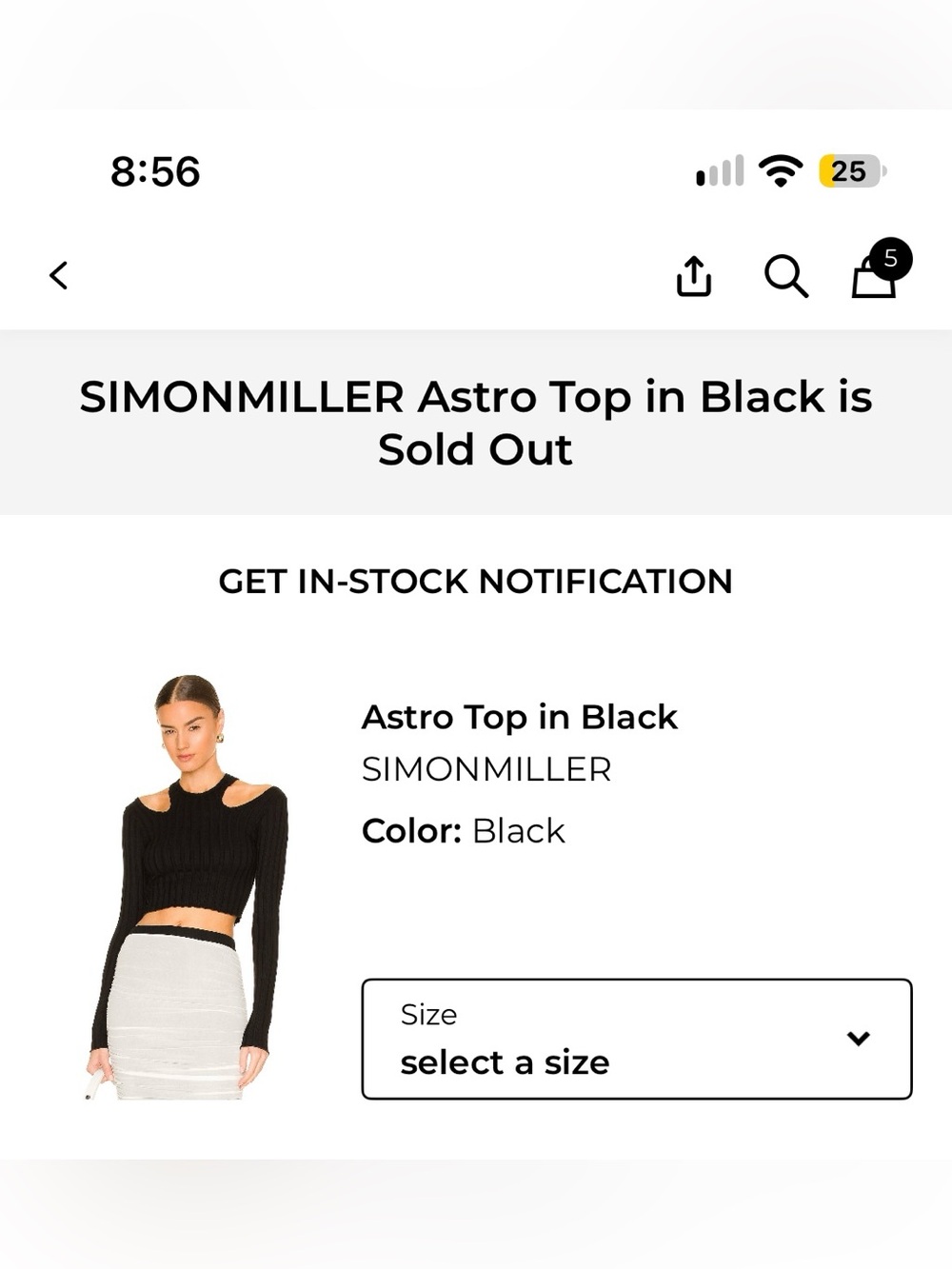 Simon Miller Black Ribbed Cutout Crop Top